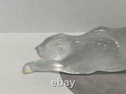 Lalique Zeila Crystal Panther Large Clear & Frosted Crystal Cat Sculpture France