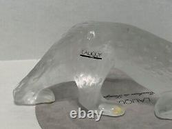 Lalique Zeila Crystal Panther Large Clear & Frosted Crystal Cat Sculpture France