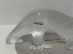 Lalique Zeila Crystal Panther Large Clear & Frosted Crystal Cat Sculpture France