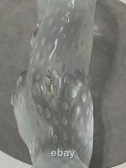 Lalique Zeila Crystal Panther Large Clear & Frosted Crystal Cat Sculpture France