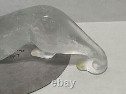 Lalique Zeila Crystal Panther Large Clear & Frosted Crystal Cat Sculpture France