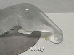 Lalique Zeila Crystal Panther Large Clear & Frosted Crystal Cat Sculpture France