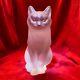 Lalique Large Chat Asis Cat Sculpture In Clear And Frosted Glass, Heavy Piece