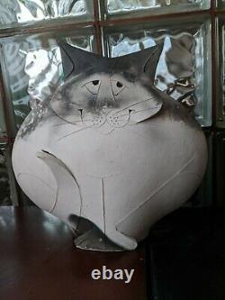 Large 11 Cat Mary Gates Dewey (d. 2013) Studio Art Deco Pottery Sculpture! 1995