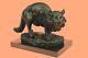 Large Bronze Statue Sculpture Feline Big Cat African Art Deco Home Decoration