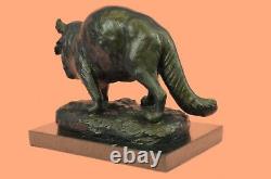 Large Bronze Statue Sculpture Feline Big Cat African Art Deco Home Decoration