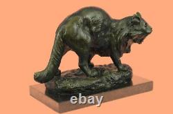 Large Bronze Statue Sculpture Feline Big Cat African Art Deco Home Decoration