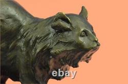 Large Bronze Statue Sculpture Feline Big Cat African Art Deco Home Decoration