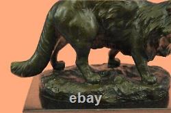 Large Bronze Statue Sculpture Feline Big Cat African Art Deco Home Decoration