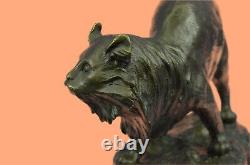 Large Bronze Statue Sculpture Feline Big Cat African Art Deco Home Decoration