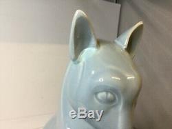 Large French Art Deco Grey Ceramic Cat Figure 1930s Signed Charles Lemanceau