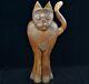 Large Heavy Cat Sculpture Statue Wooden And Brass Art Nouveau Style Deco 19 In