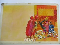 Large Painting Antique Book Cover Illustration Vintage Art Deco Orientalist Cat