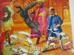 Large Painting Antique Book Cover Illustration Vintage Art Deco Orientalist Cat