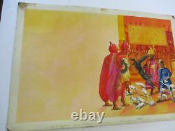 Large Painting Antique Book Cover Illustration Vintage Art Deco Orientalist Cat