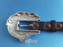 Large Sterling Silver Barry Kieselstein Cord Art Deco Cat's Eyes Buckle Belt