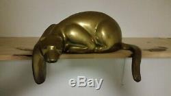 Large Vintage Dolbi Cashier Brass Stylized Panther Cat Sculpture 1980's