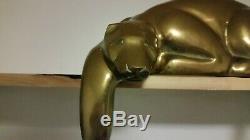 Large Vintage Dolbi Cashier Brass Stylized Panther Cat Sculpture 1980's