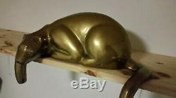 Large Vintage Dolbi Cashier Brass Stylized Panther Cat Sculpture 1980's