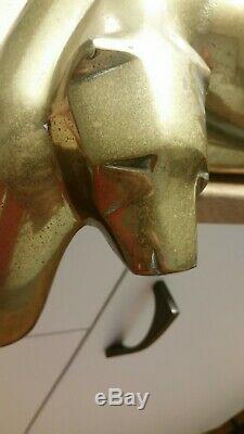 Large Vintage Dolbi Cashier Brass Stylized Panther Cat Sculpture 1980's