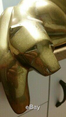 Large Vintage Dolbi Cashier Brass Stylized Panther Cat Sculpture 1980's