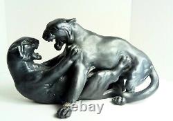 Large Vintage Wild Cats Fighting Jaguars, Panthers, Cougars