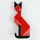 Lea Stein Art Deco Cat Face Brooch Pin Red, Black