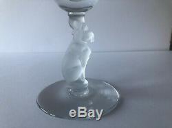 Libbey Nash Art Deco Vintage Rare Set Of 4 Frosted Stem Silhouette Cat Goblets