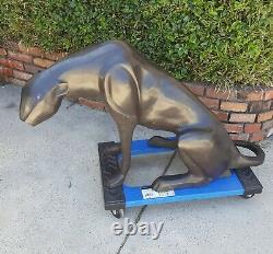 Lifesize Art Deco 27 By 47 Metal Puma / Leopard / Jaguar / Big Cat Sculpture