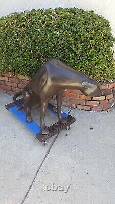 Lifesize Art Deco 27 By 47 Metal Puma / Leopard / Jaguar / Big Cat Sculpture