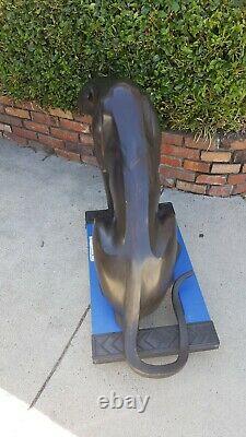 Lifesize Art Deco 27 By 47 Metal Puma / Leopard / Jaguar / Big Cat Sculpture