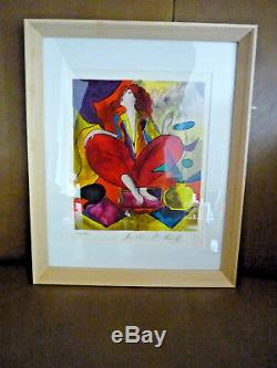 Linda LeKinff-Lady with Cat in Red, Pencil Signed, Numbered-Gallery COA