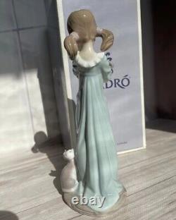 Lladro Vintage Porcelain Figurine Statue Girl with Cats Figure Spain Marked Deco