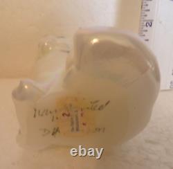 ++ Look Fenton Glass Floral Cat Handpainted And Signed Figurine Display ++