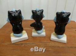 Lorna Bailey Art Deco Cat Figures Hear See And Speak No Evil