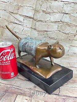 Lost Wax Method Botero Cat Feline Sculpted Bronze Sculpture Figurine Gift Deco