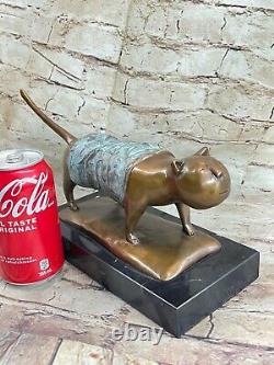 Lost Wax Method Botero's Cat Feline Sculpted Bronze Sculpture Figurine Gift Deco