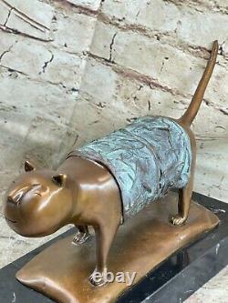 Lost Wax Method Botero's Cat Feline Sculpted Bronze Sculpture Figurine Gift Deco