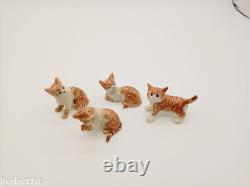 Lot of 4 miniature Kitten Cat ceramics figurine animals porcelain valentine gift