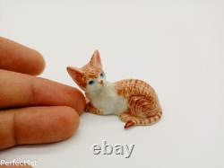 Lot of 4 miniature Kitten Cat ceramics figurine animals porcelain valentine gift
