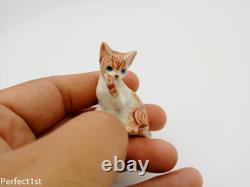 Lot of 4 miniature Kitten Cat ceramics figurine animals porcelain valentine gift