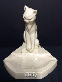 Louis Fontinelle-France Art Deco Pottery Cat Ashtray