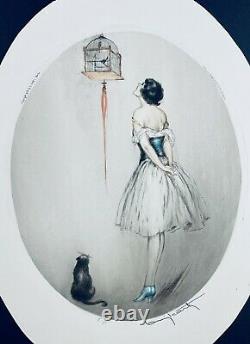 Louis Icart Red Cage no. 75 original 1928 etching with COA