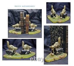 Lovely old bronze art deco cats playing ball bookends