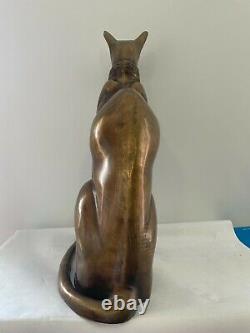 Magnificent Pair of French 20th century Art Deco bronze Egyptian Revival cats C