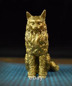 Maine Coon Cat Solid Brass Statue Art Collection, Desktop Display Decor gift