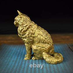 Maine Coon Cat Solid Brass Statue Art Collection, Desktop Display Decor gift