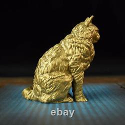Maine Coon Cat Solid Brass Statue Art Collection, Desktop Display Decor gift