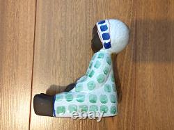 Mari Simmulson girl with cat figurine / sculpture, Swedish pottery 1970s