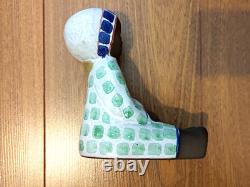 Mari Simmulson girl with cat figurine / sculpture, Swedish pottery 1970s